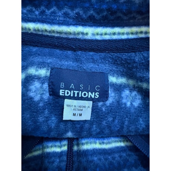 Basic Editions Blue Fair Isle Fleece Zip Up Vest Women's M Warm Winter Layering - Picture 4 of 6